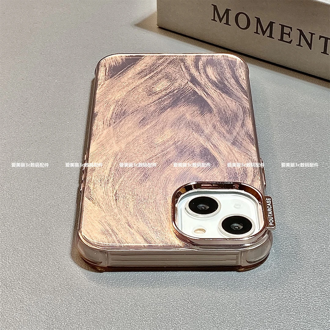 轻奢简感羽纱iPhone15promax苹果14手机壳14pro/13硬壳防摔12女11