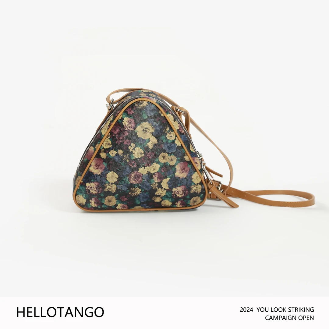 HELLOTANGO小众复古港风碎花三角包