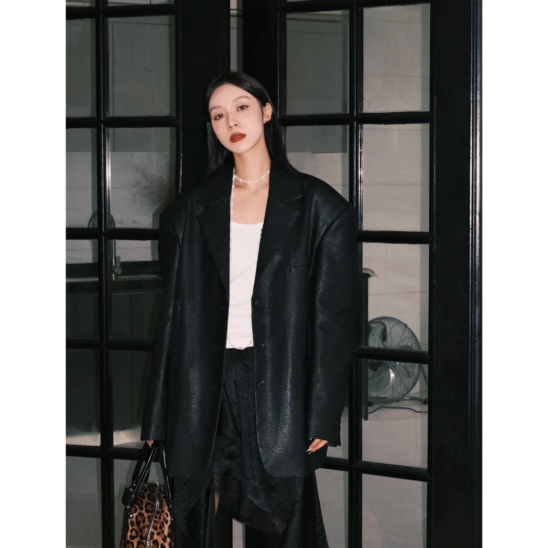 HELLOTANGO《摩登教主》小众设计法式复古风皮衣外套83201#