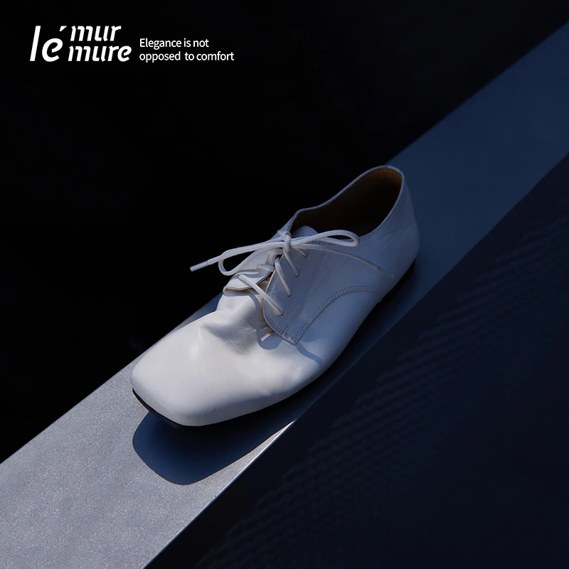 Le' Murmure  意式进口水洗马皮 褶皱艺术感手工平底德比鞋zb