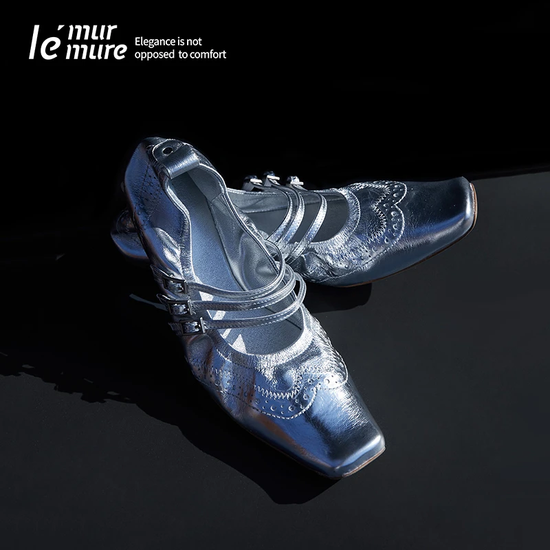 Le' Murmure “松弛之境” 布洛克冲孔 纯手工多条带 芭蕾舞单鞋zb