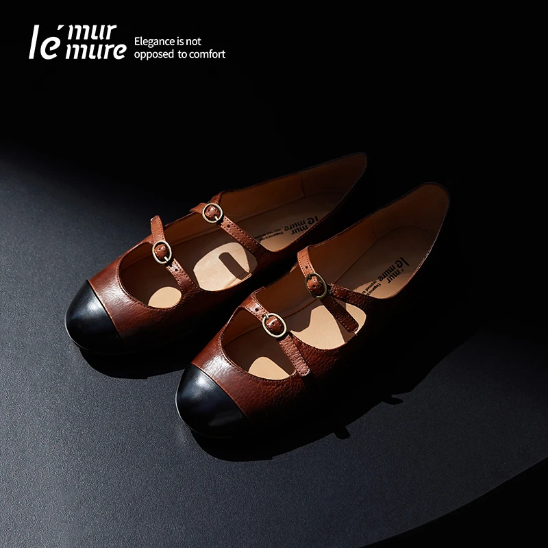 Le' Murmure 复古美学回溯 纯手工水洗牛皮 时髦 玛丽珍跳舞鞋zb