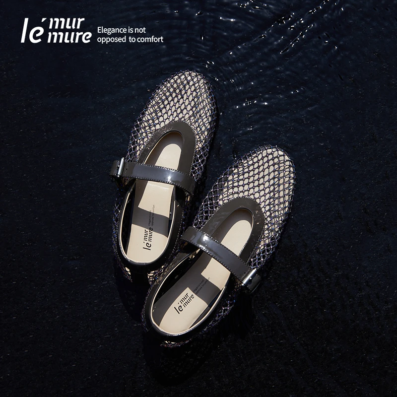 Le' Murmure 繁星若梦 满钻镂空肌理 编织网布 懒人渔网鞋 zb