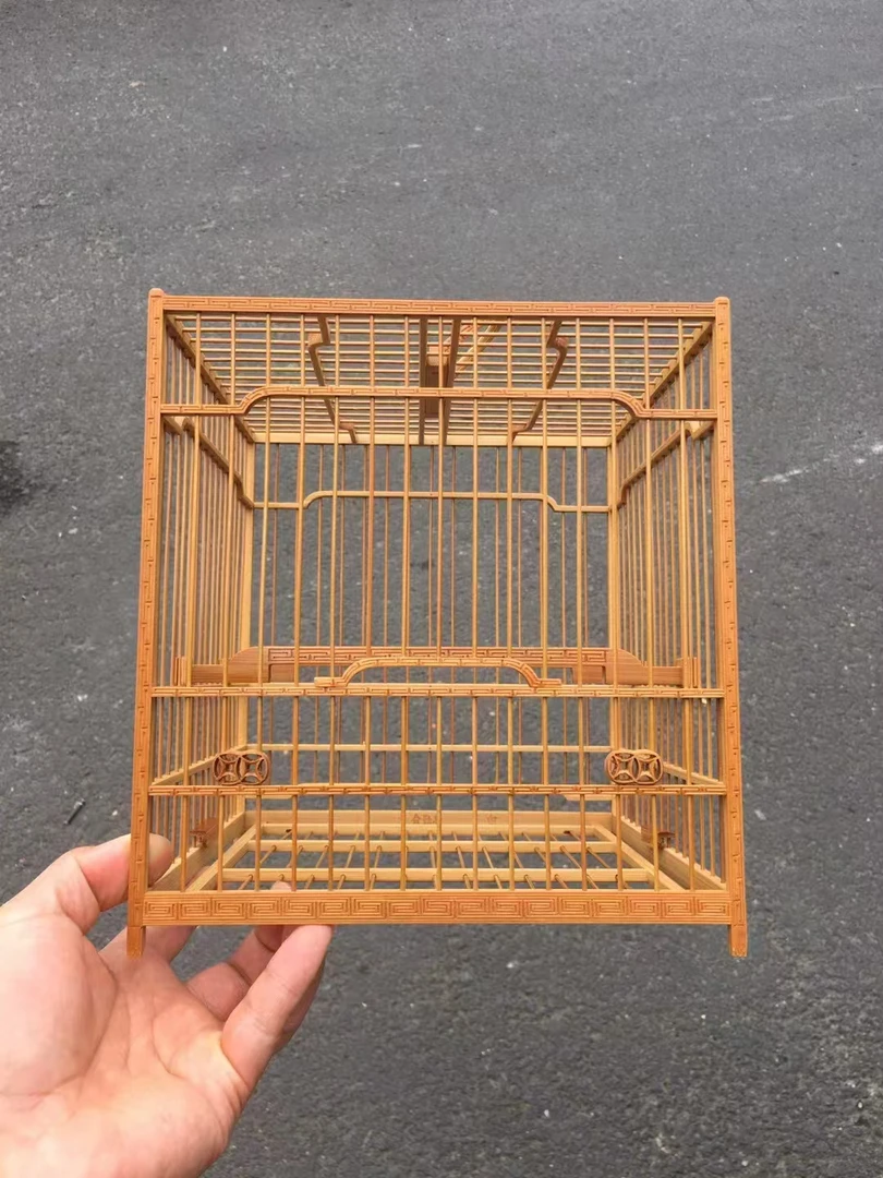 鬼工记/绣眼鸟笼手工雕刻回纹亮笼榫卯结构老竹笼直径约21厘米