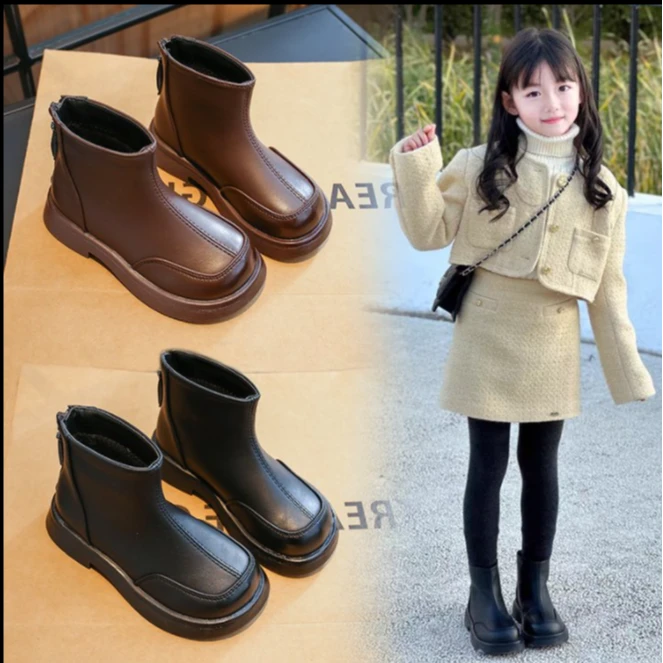 3岁女童靴子2025新款黑色儿童马丁靴春秋女宝宝鞋子洋气软底短靴