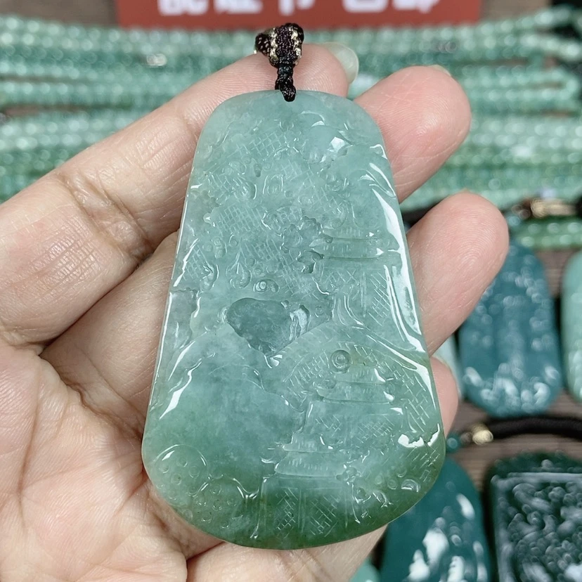 【闪购商品】翡翠颈饰未镶嵌玉吊坠山水牌