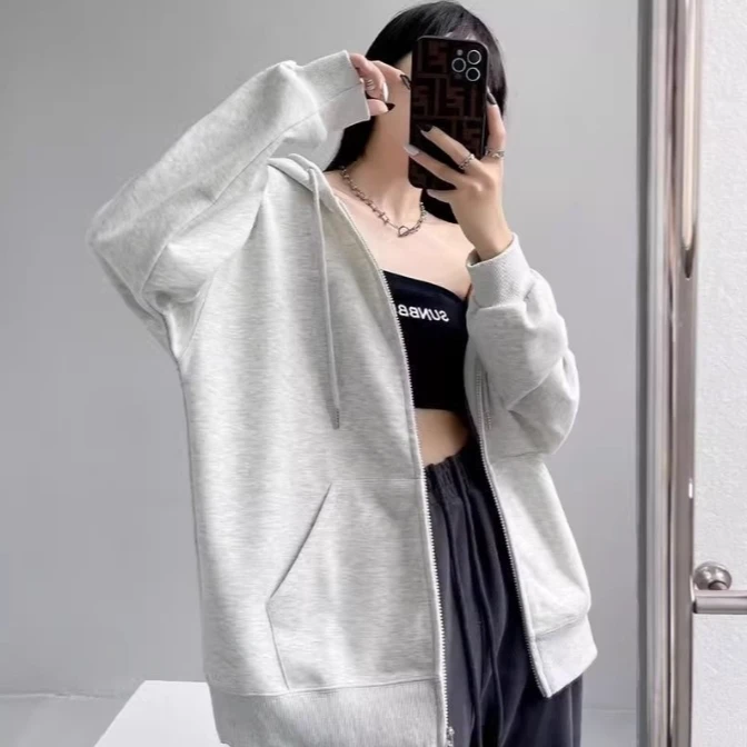 80-210斤可穿开衫连帽外套女纯色卫衣男女同款