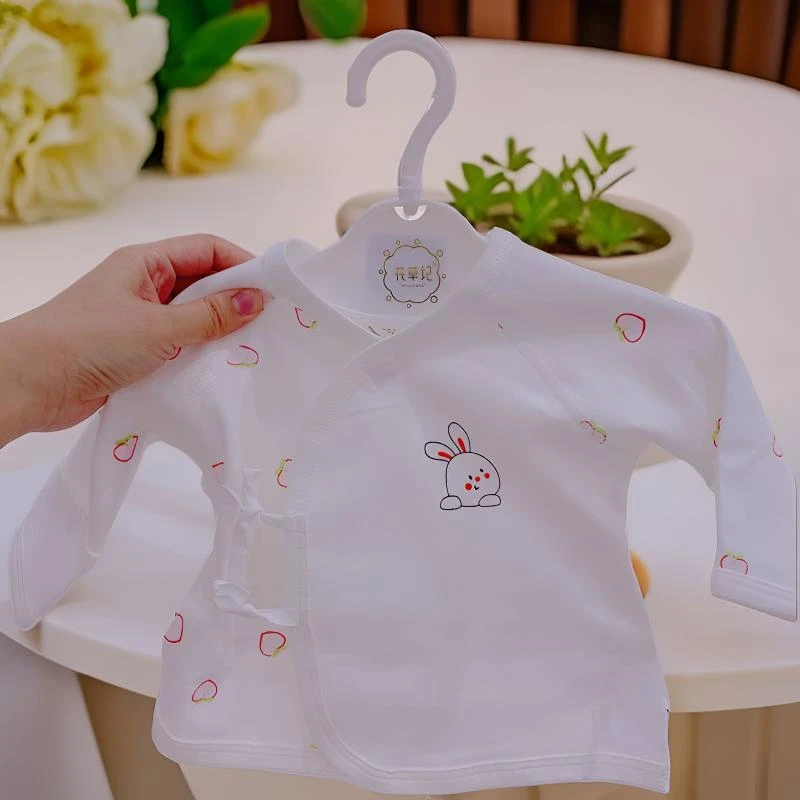 【丫丫优选 Ⅱ 】花小记家桃汁妖妖半背衣长袖新生儿宝宝纯棉系带