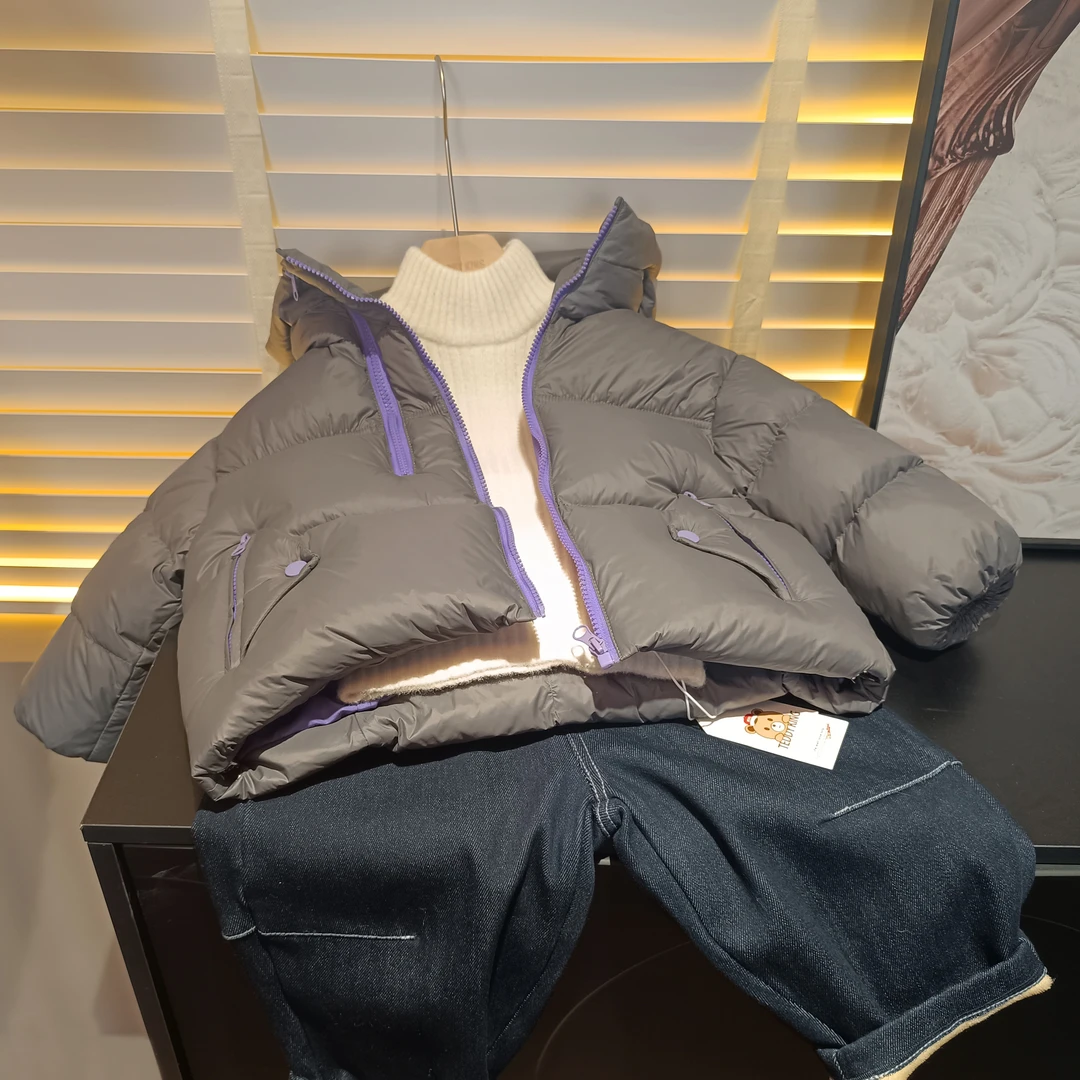 【mermer出品，必属精品】 韩版双拉链连帽羽绒服 TXB24926