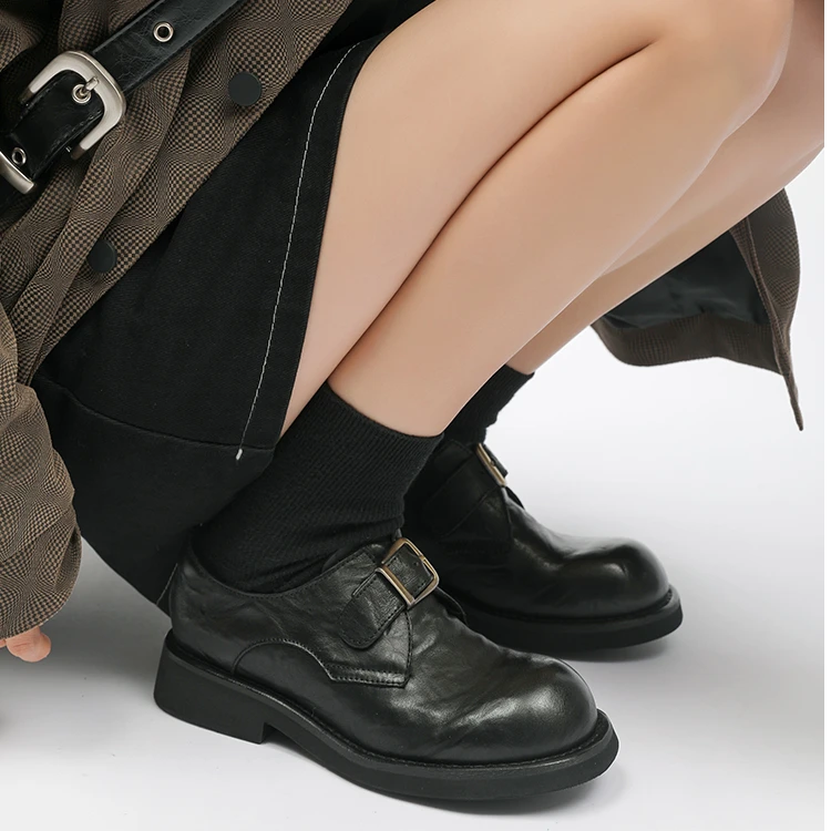 【专属】原创设计款手抓纹厚底牛皮单鞋舒适聚热保暖漆面牛皮-30