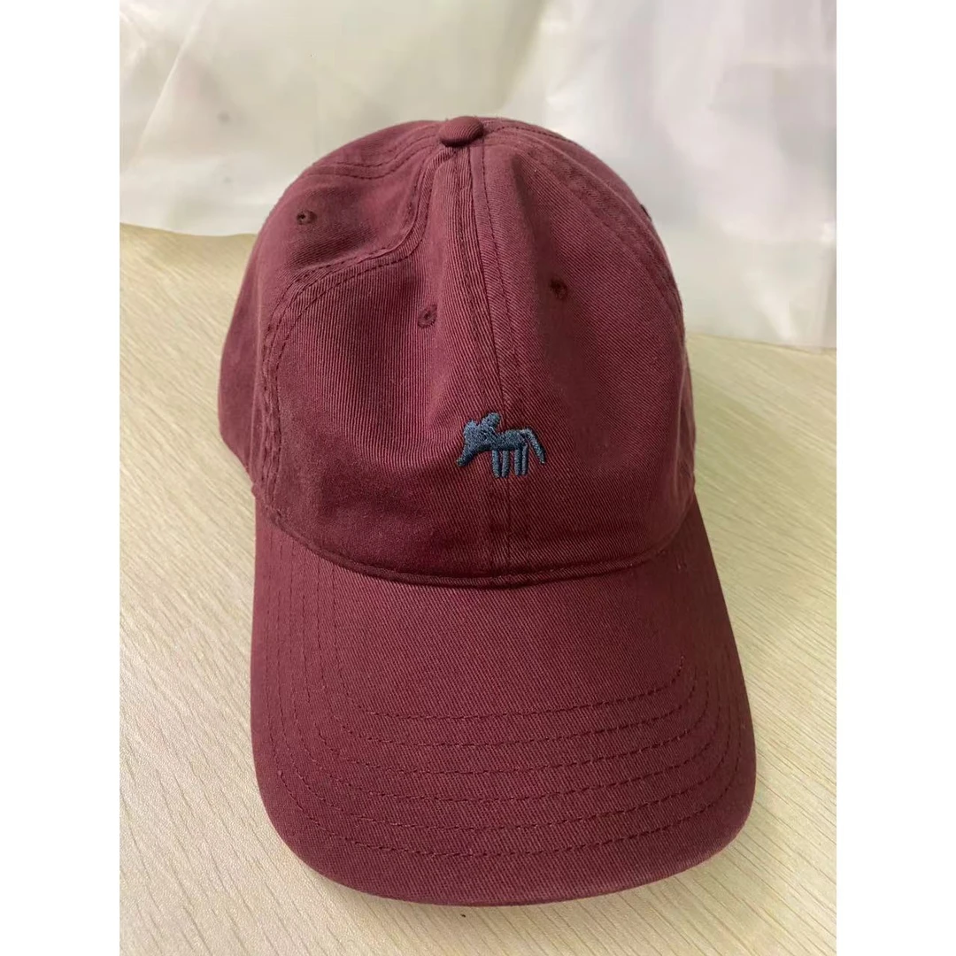 帽子时尚秋冬百搭遮阳紫色玫红酒红色做旧复古棕色印花水洗软顶