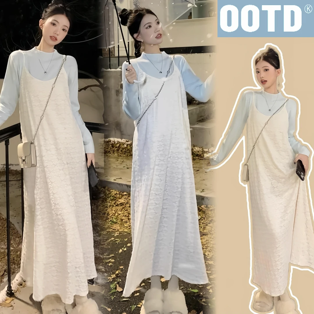 【安安】孕妇装秋冬季吊带裙针织上衣减龄孕期穿搭孕妇连衣裙春秋装