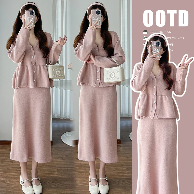 【安安】孕妇装秋冬季减龄上衣+半身裙两件套针织毛衣孕妇套装秋装