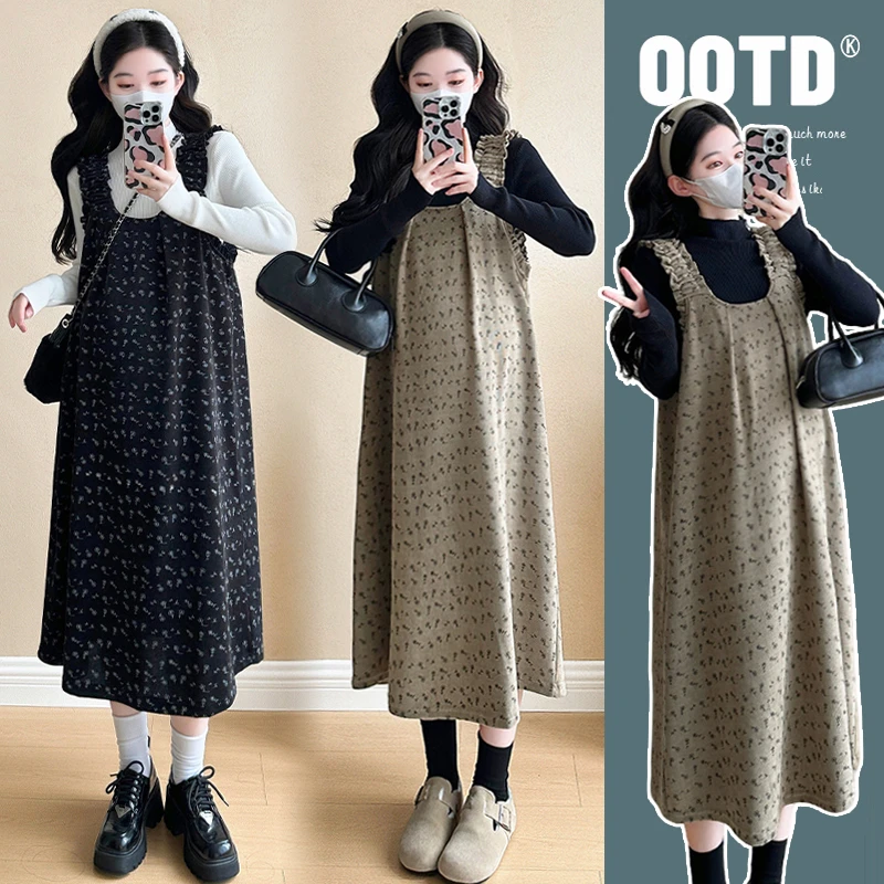 【安安】孕妇装秋冬季减龄背带裙+上衣时尚韩版休闲孕妇连衣裙气质