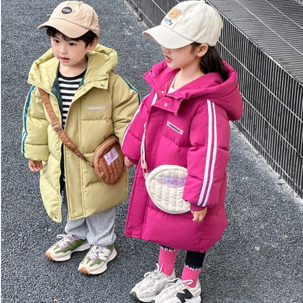 【三只熊专属】儿童韩版连帽加厚款棉衣男女童中长款冬季保暖棉服