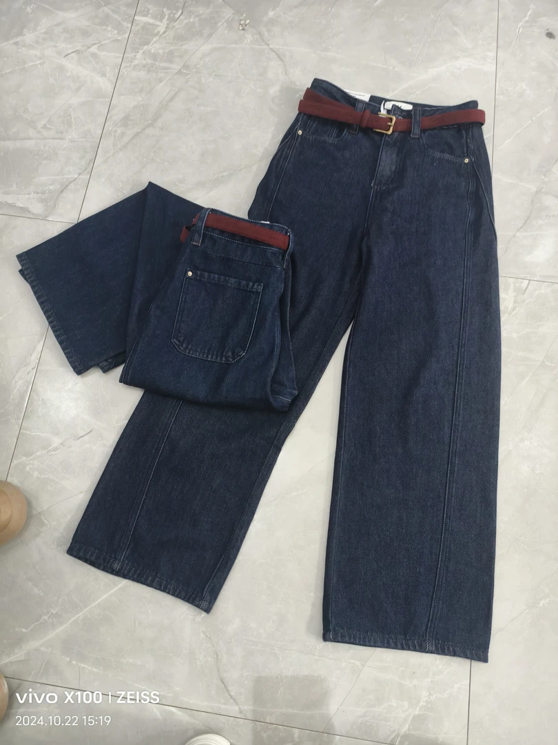 小芳店推荐爆款洋气黑金蓝色直筒裤