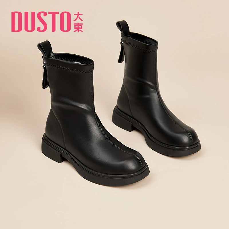 DUSTO/大东法式小短靴2024秋季新款爆款女靴时尚百搭瘦瘦靴女0121