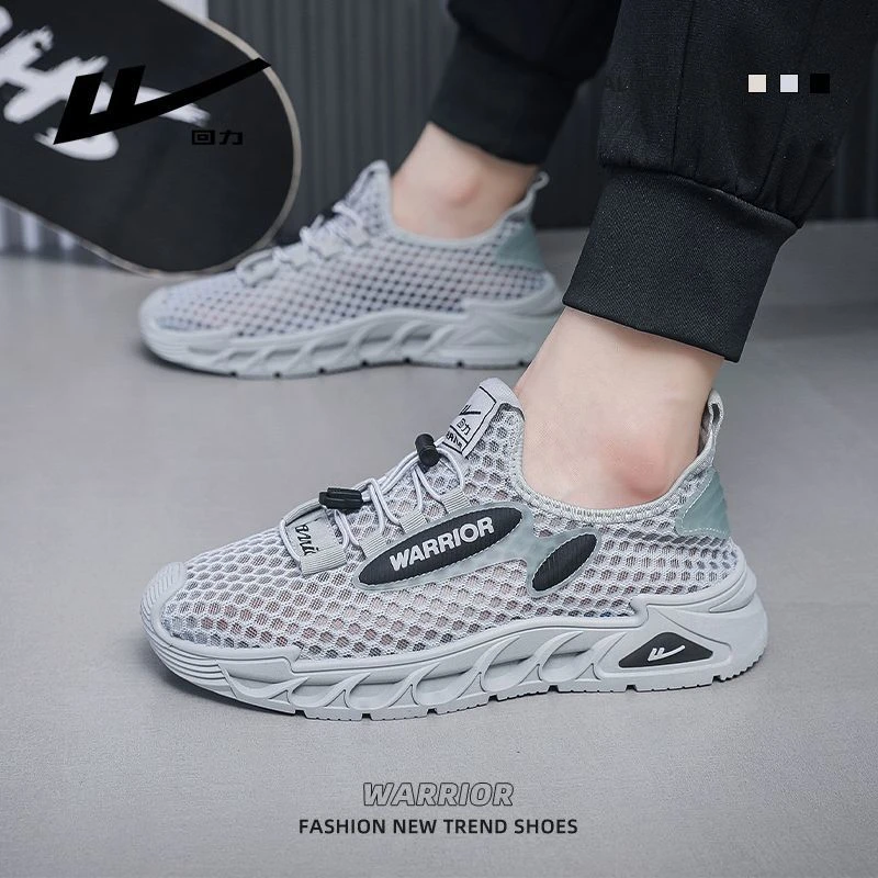 回力男鞋2024夏季新款镂空透气网面鞋子男士薄款一脚蹬运动网鞋男