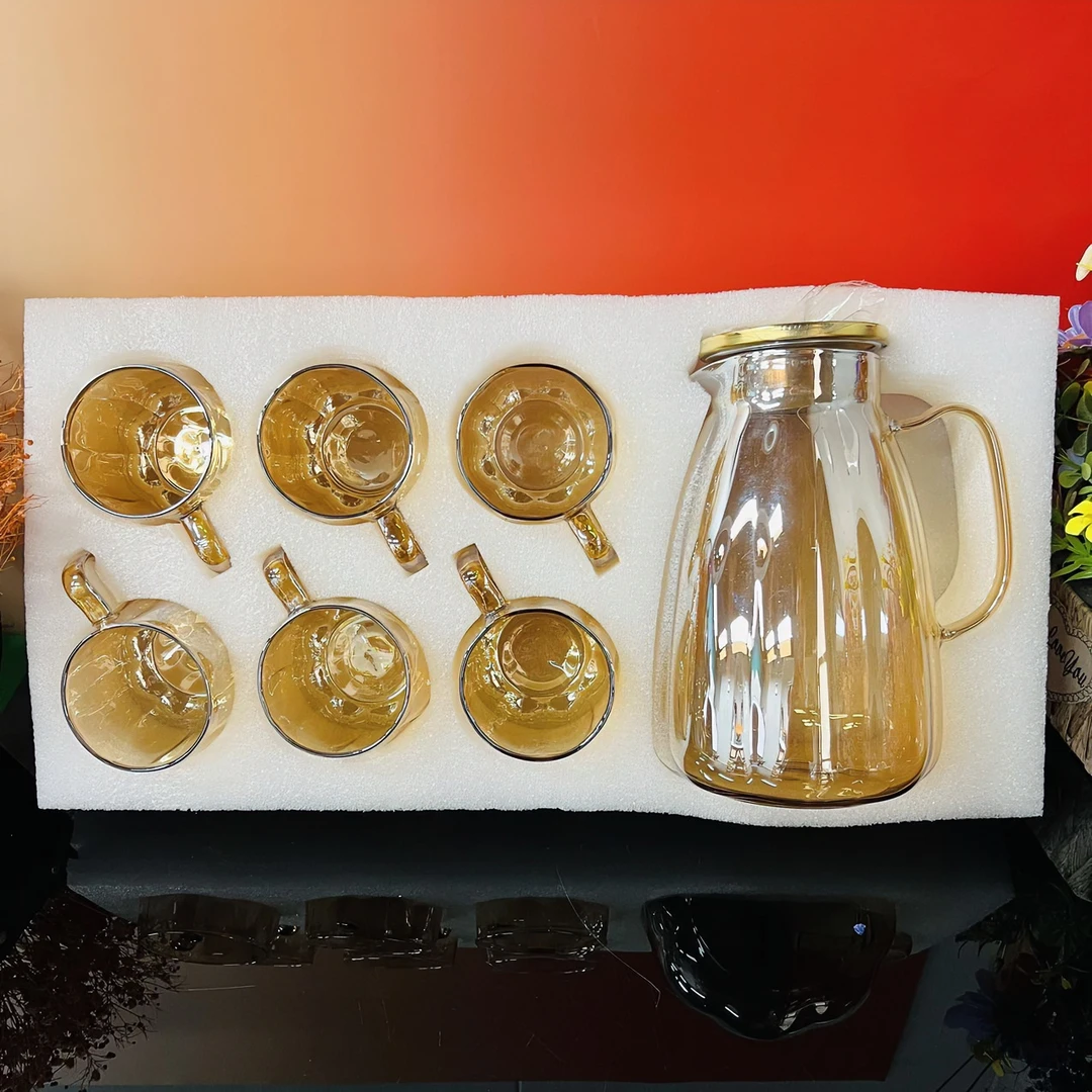 新疆包邮水具套装大容量透明玻璃带礼盒高档复古家用创意盒装精美