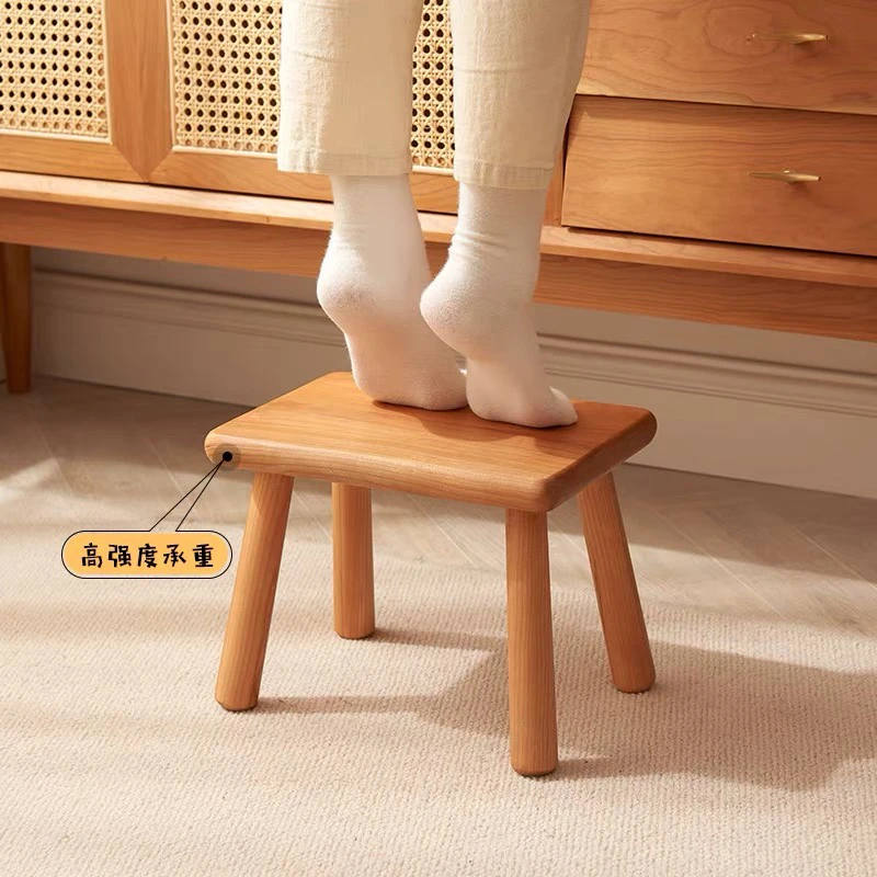 实木儿童凳子脚踏凳板凳换鞋凳矮凳家用茶几小方凳客厅樱桃木家具