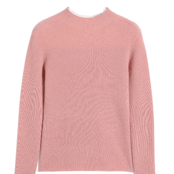 【纯山羊绒打底衫】100％山羊绒秋冬新款竖坑条百搭女士时尚