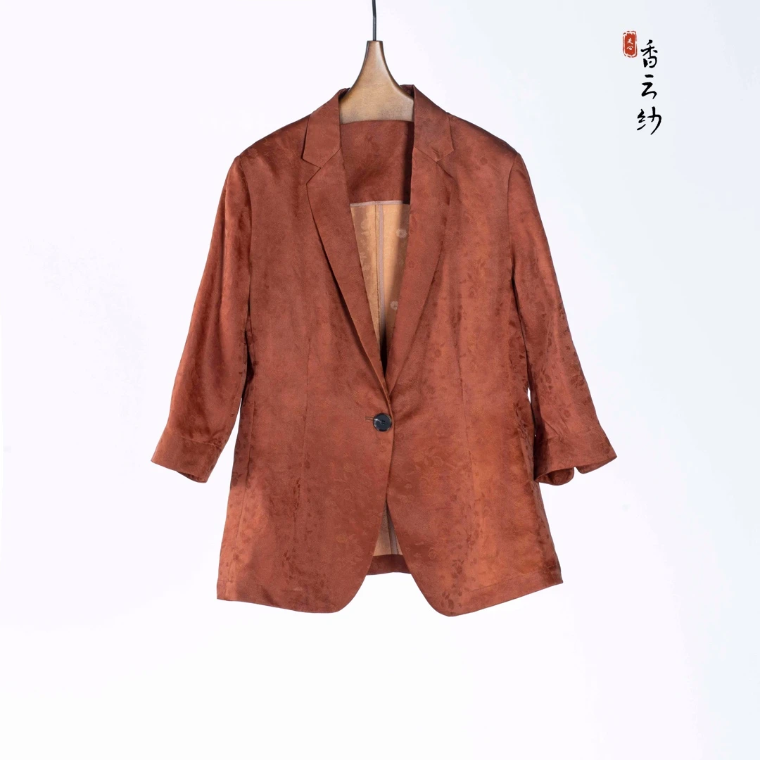 【走心非遗】香云纱 上衣22Z22338249时尚气质红云纱复古桑蚕丝