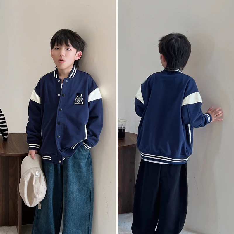 凯文童装2024春季新品男童中大童学院风外套休闲儿童运动棒球服