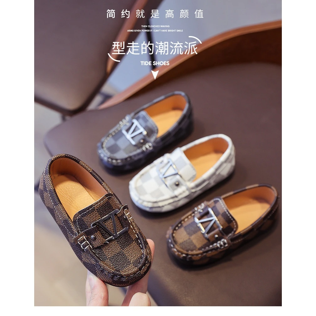 男童时尚舒适轻英伦风豆豆鞋2021新款韩版格子小皮鞋休闲单鞋童鞋