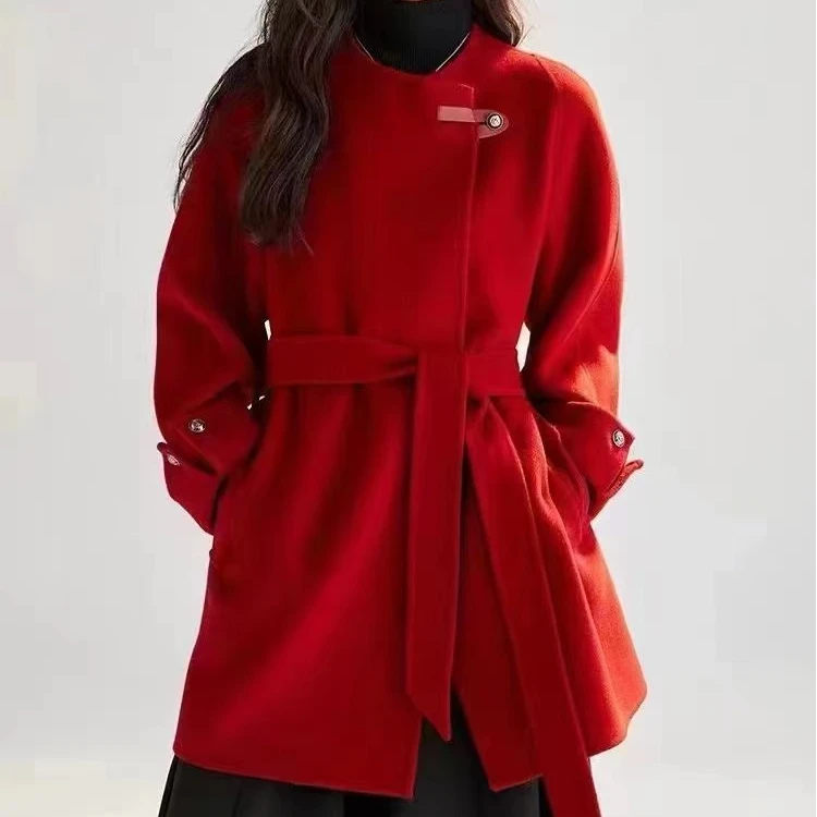 2025短款羊毛大衣韩版设计感高级感毛呢大衣女小个子显瘦百搭
