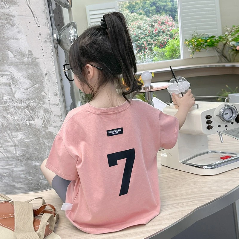 女童纯棉t恤短袖儿童夏装2024新款洋气女孩打底衫时髦夏季上衣服