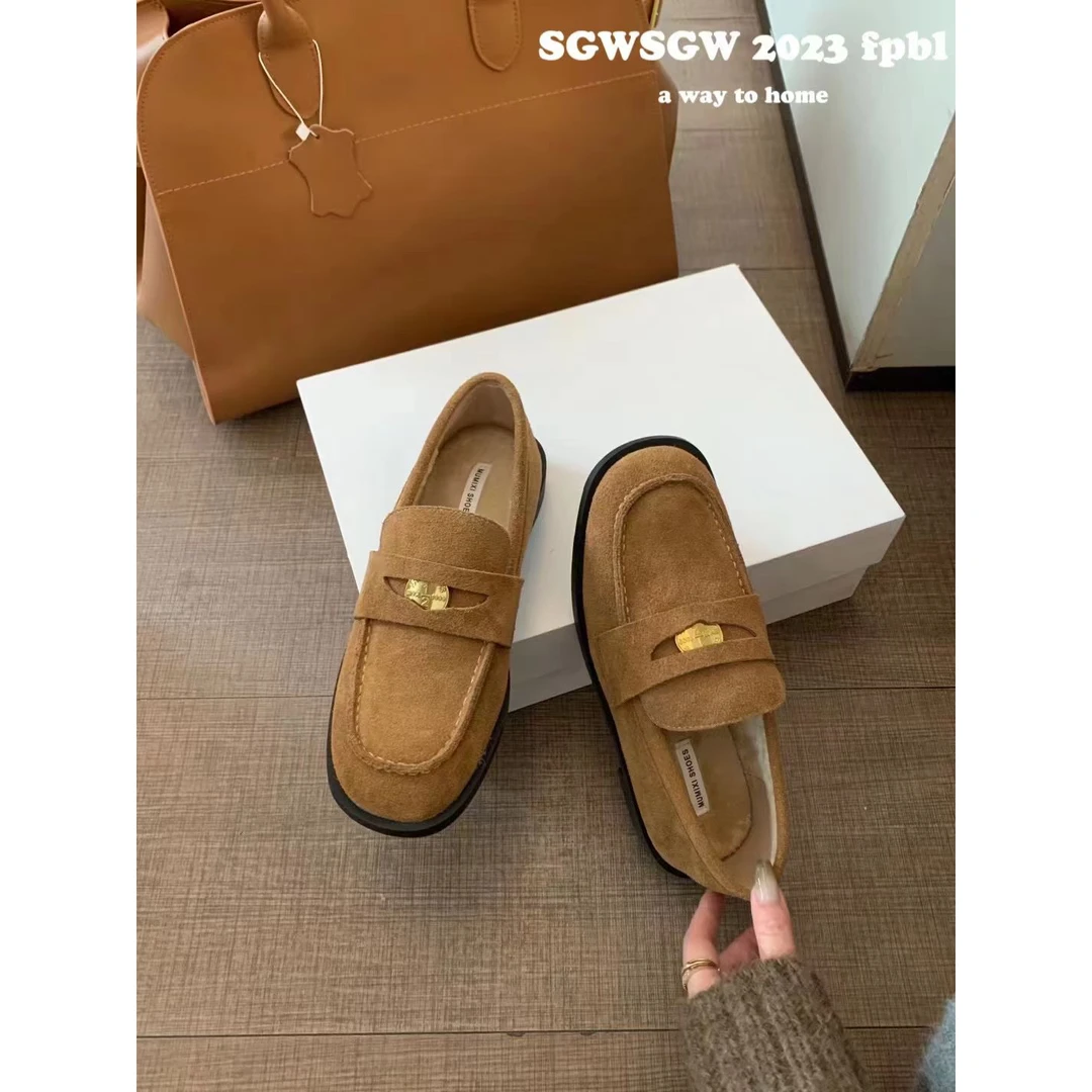 298-8真皮勃肯鞋女加绒保暖豆豆鞋日系经典款配饰博肯棉鞋女A11