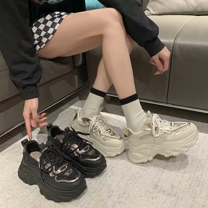 99-2 真皮厚底时尚老爹鞋女ins春新款厚底显瘦脚小百搭运动鞋G1