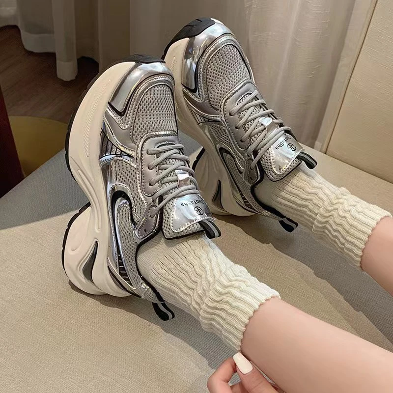 617露思同款~百搭厚底老爹鞋女2025春季新款做旧擦色运动鞋C7