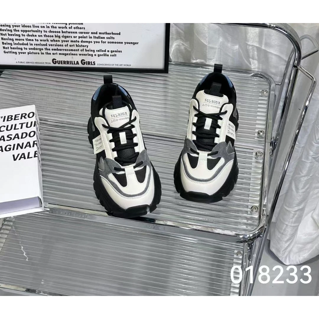 018233加绒真皮老爹鞋女秋季2024款厚底增高百搭ins潮透气休闲F3