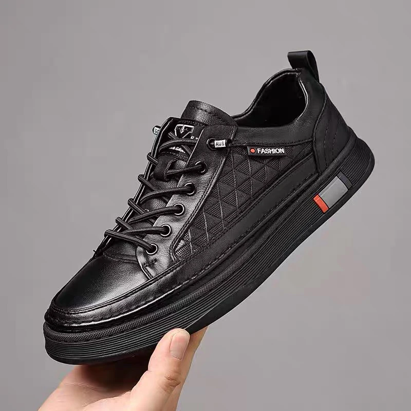 2681秋季新款男鞋潮流鞋子男款板鞋真皮鞋小黑鞋男士休闲鞋D5