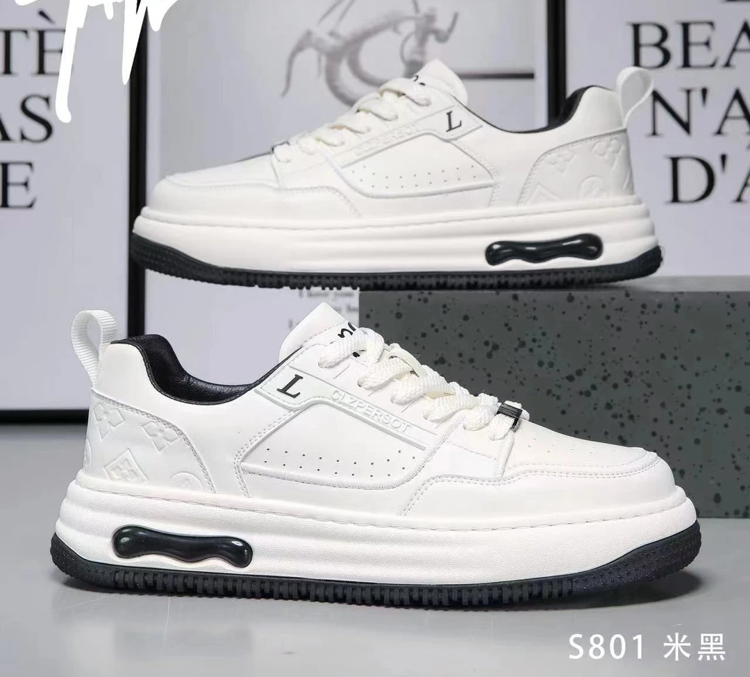 801男鞋透气运动休闲厚底轻便绿色潮流高级感痞帅圆头板鞋B6