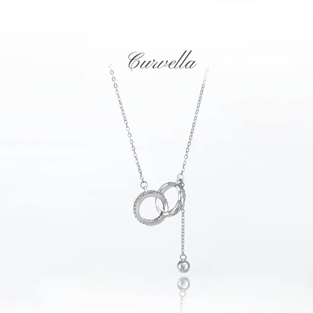 坠链均925银锆石 【环环相扣】莫比乌斯环环相扣轻奢时尚素款银项链