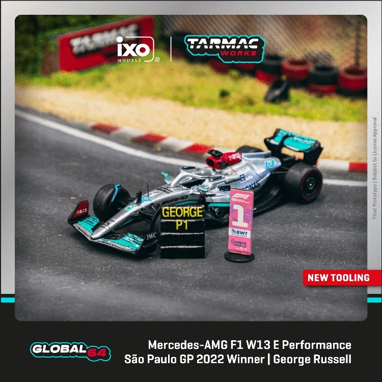 Tarmac Works TW 1:64奔驰Mercedes-AMG F1 W13 E合金汽车模型