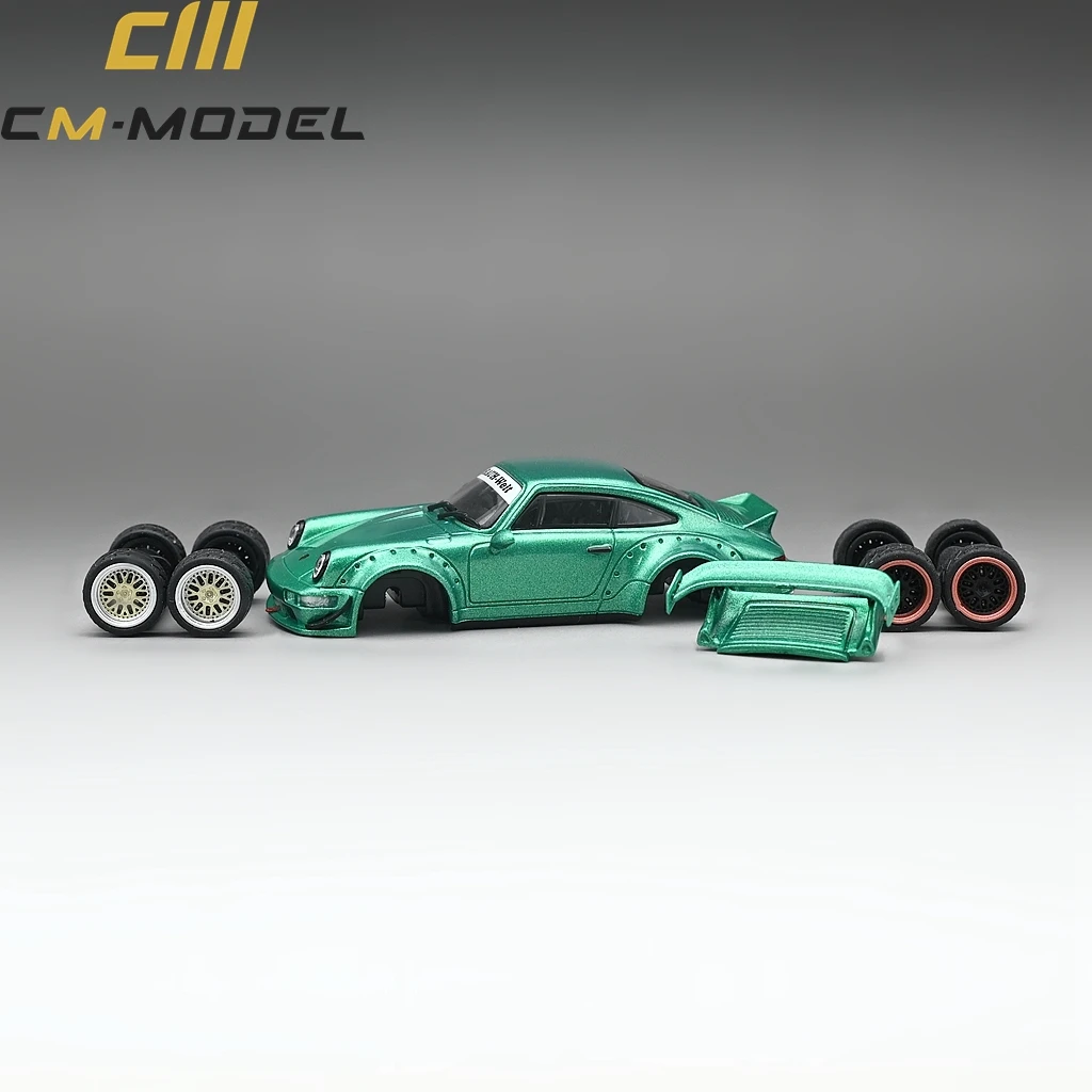 CM Model 1:64 保时捷964宽体合金汽车模型收藏摆件 附带轮毂尾翼