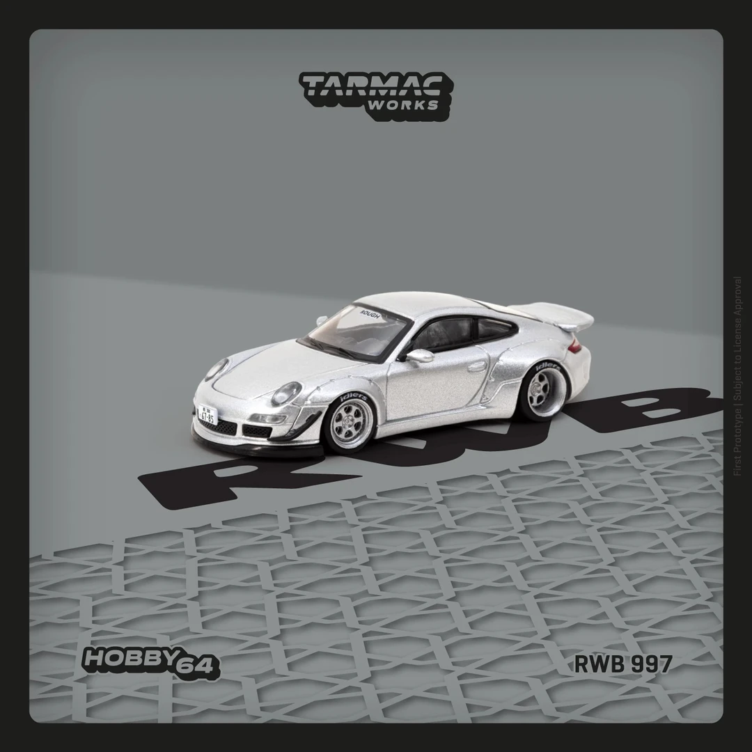 Tarmac Works TW 1:64 保时捷 RWB 997 Abu Dhabi 银色 合金车模