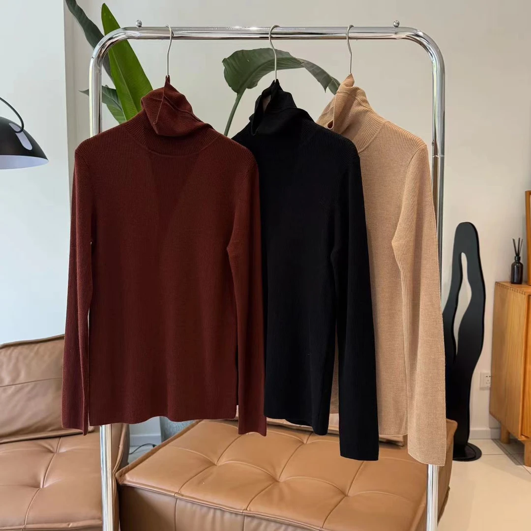 60004秋冬美丽诺羊毛打底衫绵羊毛高领套头打底坑条【云小院甄选】