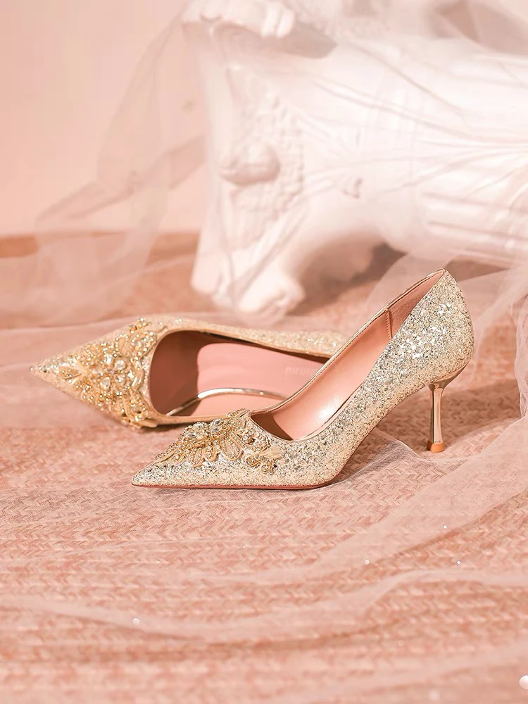 6203-8  时尚百搭细跟浅口高跟鞋尖头气质女鞋