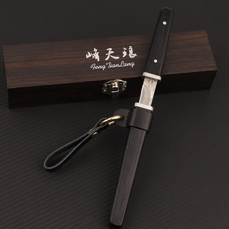 大马士革钢高硬度便携手工收藏水果刀