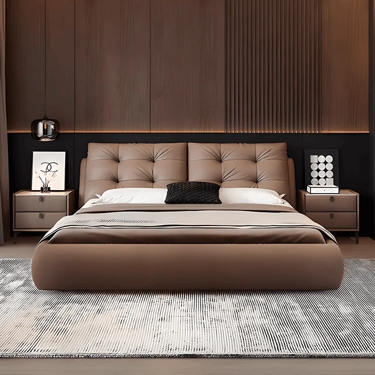 意式极简主卧大床轻奢现代奶油风网红大床家用高级大床1.8米x20米