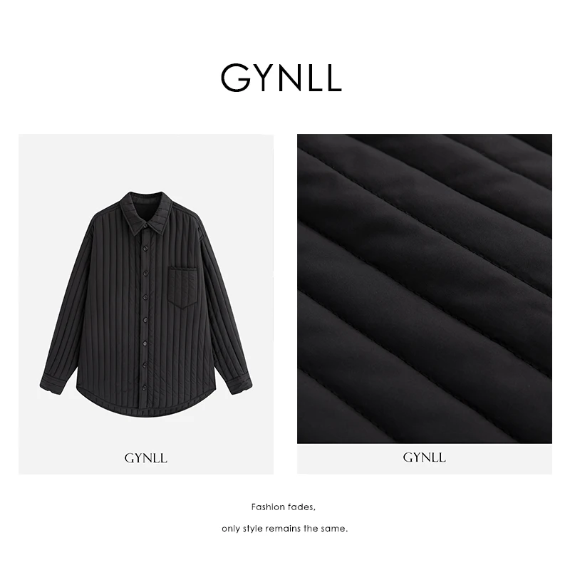 冬季新款简约坑条长款棉服女长袖条纹翻领休闲宽松