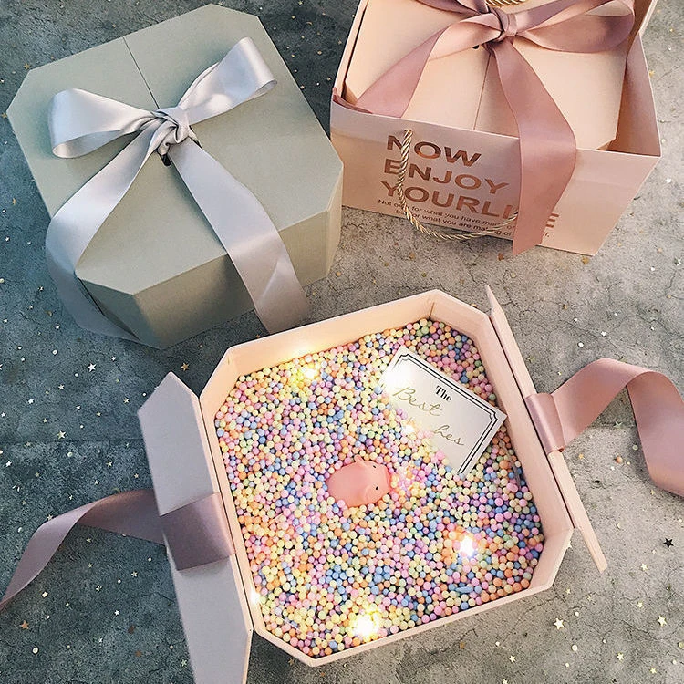 情人节礼品礼物空盒ins礼盒包装盒生日送情人男女朋友伴娘八角盒A