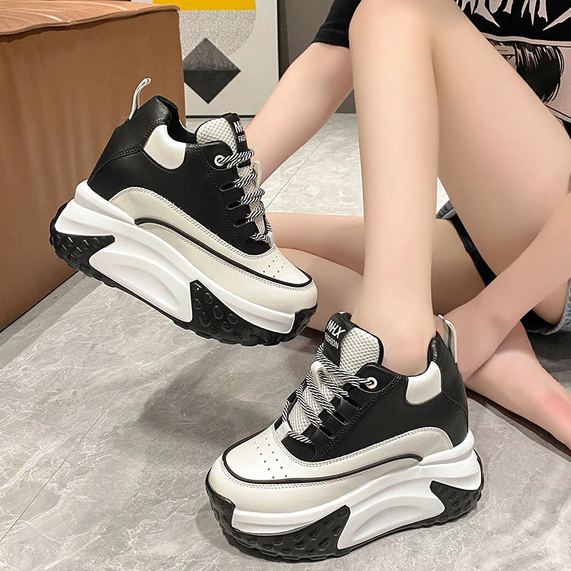 网红小个子内增高女鞋老爹鞋女新款秋季女鞋10cm厚底运动鞋潮