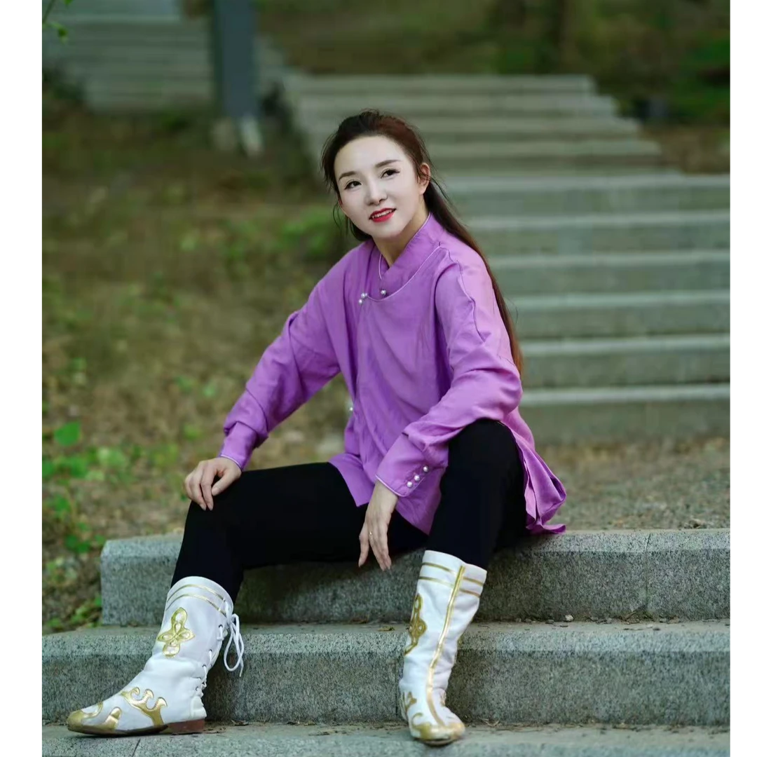 蒙古舞蹈服静静同款长款宽松小衫男女同款学生艺考练习舞台表演服