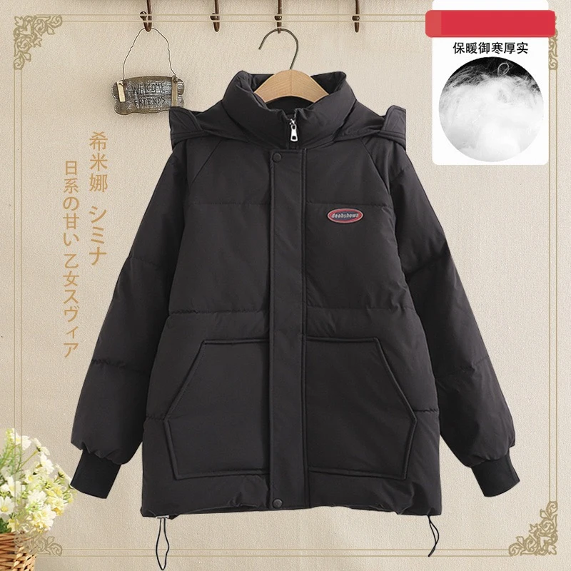 2025少女生冬装初中高中学生学院风棉袄短款加厚棉衣服外套13-15