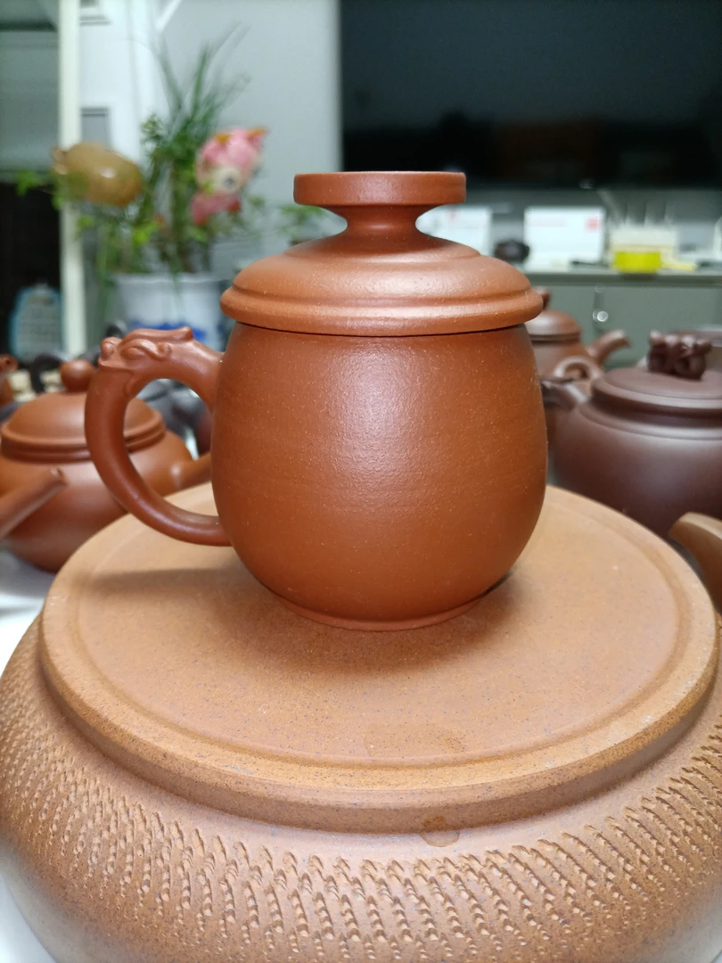 粗沙红泥滤网盖杯全手工